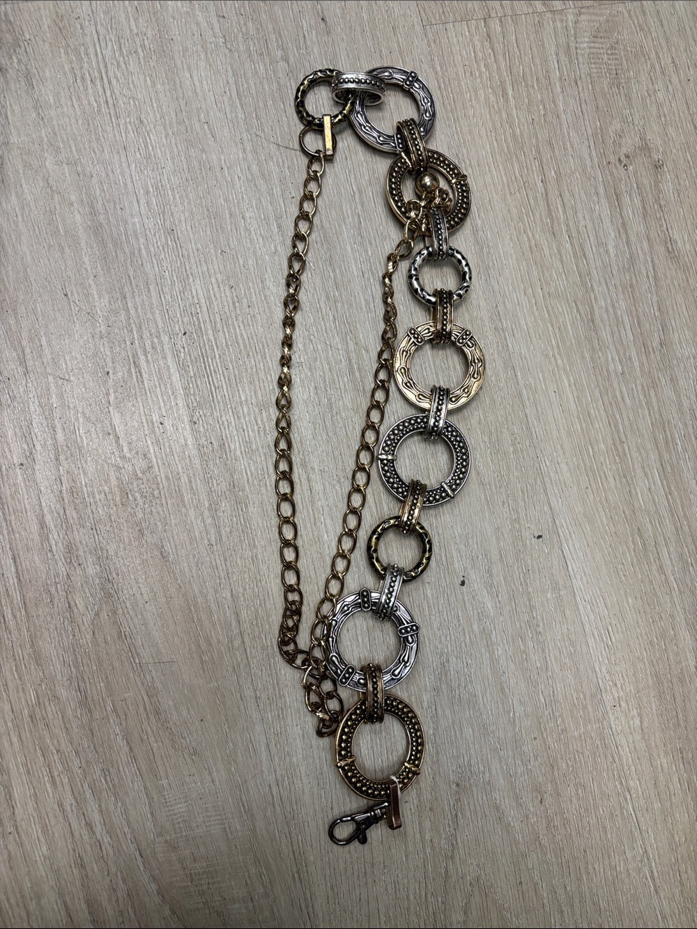 Chico's Mixed Metal Link Circle Belt in Gold and Silver